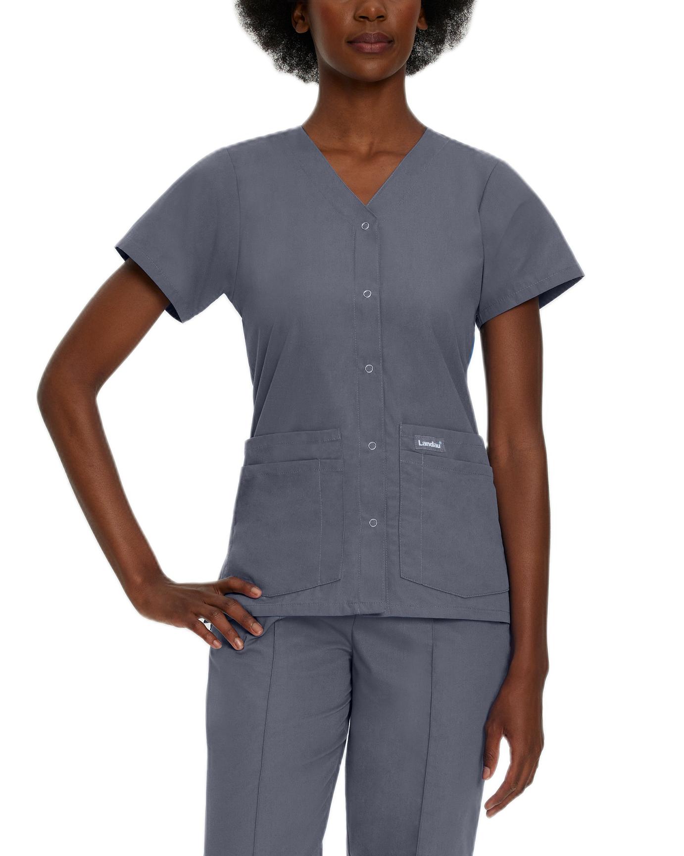 LANDAU Μπλούζα Γυναικεία Yγειονομικών LANDAU Essentials 4-Pocket V-Neck Steel Grey