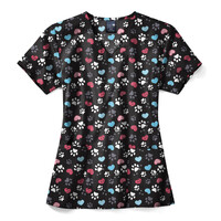 Μπλούζα Γυναικεία Yγειονομικών Diamond Neck Εμπριμέ ZOE+CHLOE Stay Pawsitive