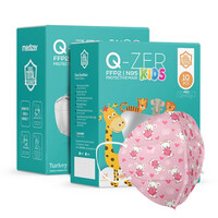 Αποστειρωμένη Παιδική Μάσκα Υψηλής Προστασίας FFP2/N95 QZER Pink Bear | 10τμχ