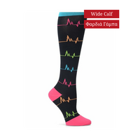 Κάλτσες Διαβαθμισμένης Συμπίεσης 12-14 mmHg Black EKG Nursemates Φαρδιά Γραμμή