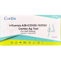 CorDX SARS-CoV-2 & FLU A/B & RSV Test Kit Ανίχνευσης Κορωνοϊού Γρίπης & Συγκυτιακού Ιού Ατομικό
