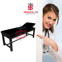 Εξεταστικό Κρεβάτι Ιατρείου Ξύλινου Σκελετού | Ίσιο Προσκέφαλο | Μαύρο