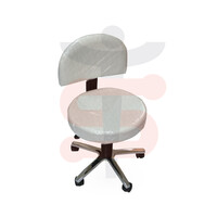 Τροχήλατο Σκαμπό Ιατρείου με Πλάτη & Ανοξείδωτη Βάση Λευκό