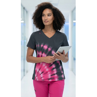 Μπλούζα Γυναικεία Υγειονομικών KOI™ USA Cali Tie Dye Burst Flamingo