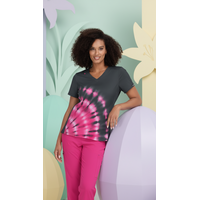 Μπλούζα Γυναικεία Υγειονομικών KOI™ USA Cali Tie Dye Burst Flamingo