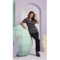 Μπλούζα Γυναικεία Yγειονομικών Diamond Neck Εμπριμέ ZOE+CHLOE Stay Pawsitive