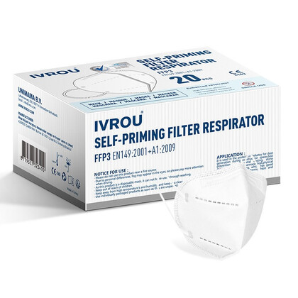 Αναπνευστήρας IVROU FFP3 - Απόλυτη Προστασία - Πιστοποιημένη | 5τμχ