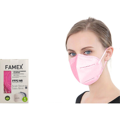 Μάσκα Προσώπου Υψηλής Προστασίας (Pink) 5ply FFP2 (KN95/N95) FAMEX | 10 τμχ