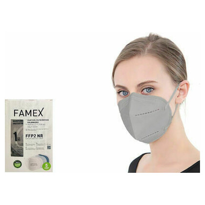 Μάσκα Προσώπου Υψηλής Προστασίας (Grey) 5ply FFP2 (KN95/N95) FAMEX | 10 τμχ