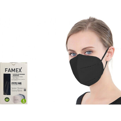 Μάσκα Προσώπου Υψηλής Προστασίας (Black) 5ply FFP2 (KN95/N95) FAMEX | 10 τμχ
