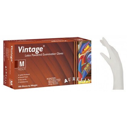 Γάντια Εξεταστικά Latex Aurelia Vintage με Πούδρα 100 τεμάχια Λευκό