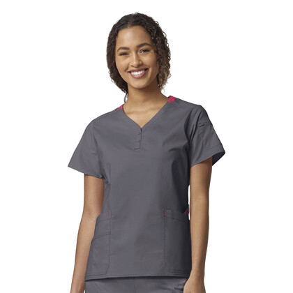 Μπλούζα Γυναικεία Υγειονομικών WonderFlex Button Curved Neck Friendship Wonderwink Pewter