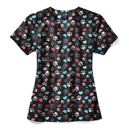 Μπλούζα Γυναικεία Yγειονομικών Diamond Neck Εμπριμέ ZOE+CHLOE Stay Pawsitive