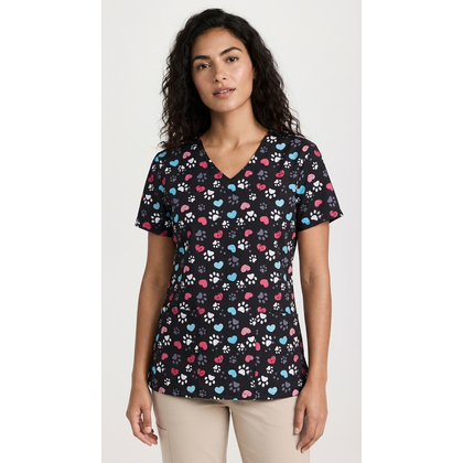 Μπλούζα Γυναικεία Yγειονομικών Diamond Neck Εμπριμέ ZOE+CHLOE Stay Pawsitive