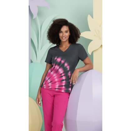 Μπλούζα Γυναικεία Υγειονομικών KOI™ USA Cali Tie Dye Burst Flamingo