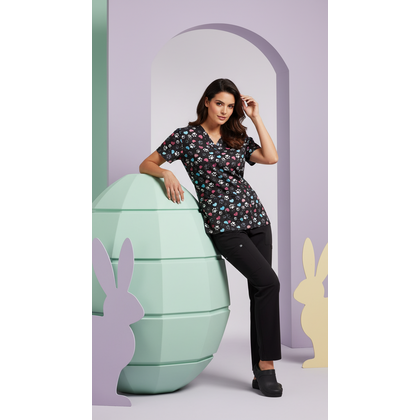 Μπλούζα Γυναικεία Yγειονομικών Diamond Neck Εμπριμέ ZOE+CHLOE Stay Pawsitive