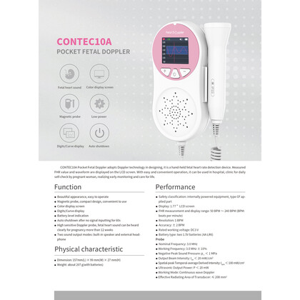 Φορητό εμβρυϊκό Doppler CONTEC10A | 3 MHz