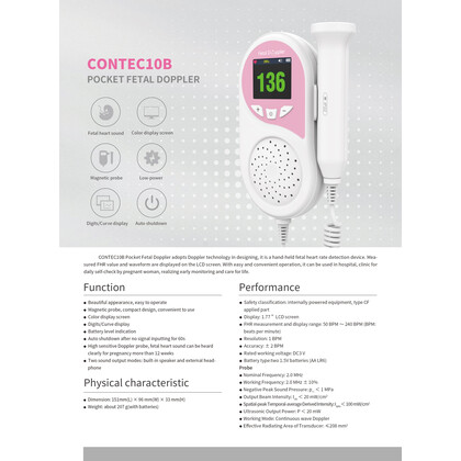 Φορητό εμβρυϊκό Doppler CONTEC10B | 2 MHz